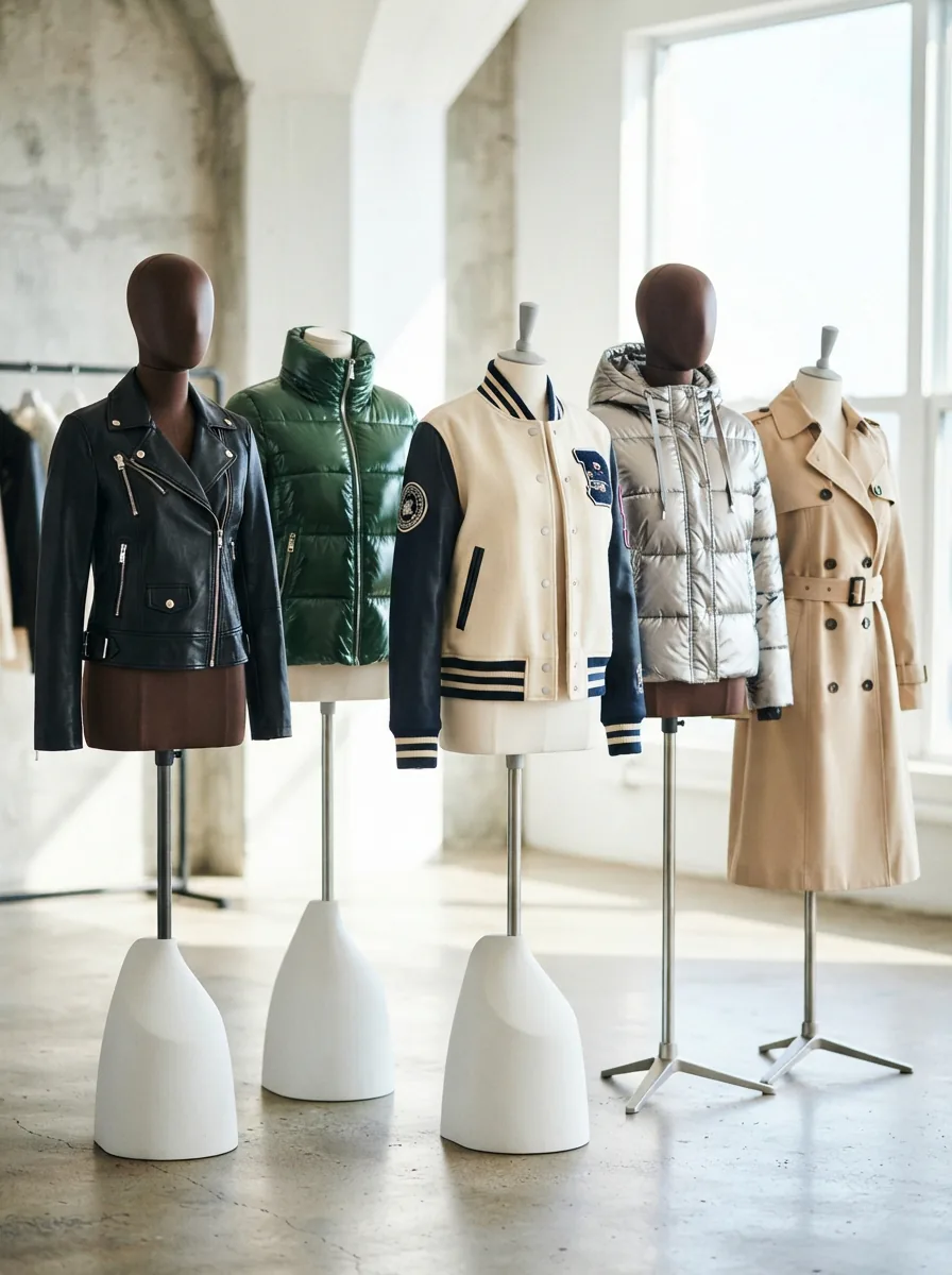 A dynamic hero image showcasing a variety of Dereon women's jackets in a stylish, modern setting